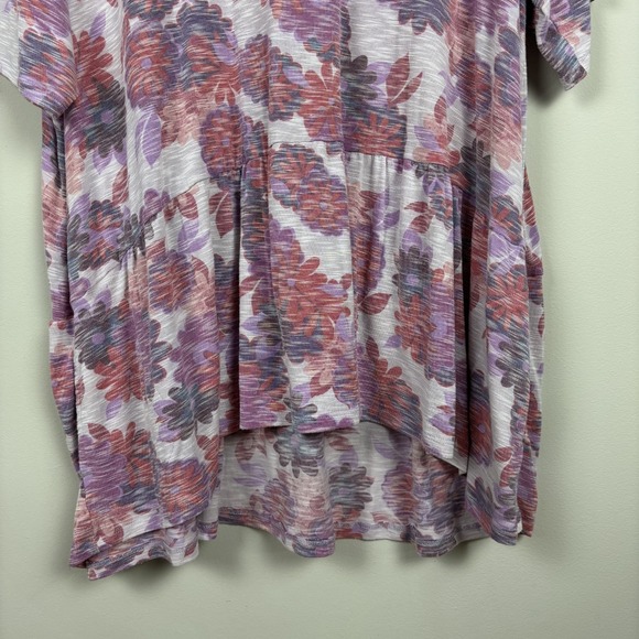 LOGO by Lori Goldstein Tunic Top Women 3X Purple Floral Printed Slub Knit Peplum - Picture 5 of 13